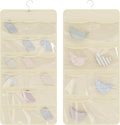 26-Pocket Hanging Closet Organizer for Socks and Underwear, Beige by Bosuelife