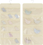 26-Pocket Hanging Closet Organizer for Socks and Underwear, Beige by Bosuelife