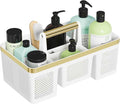 BYUNER Portable Cleaning Caddy & Shower Basket: Hard Plastic Caddy Organizer with Handle, 4 Divided Compartments, All-Side Drainage for Bathroom, Dorm & Utility, College Dorm Room Essentials by MakesYourHomeMoreOrganized