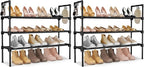 LANTEFUL 3 Tier Shoe Rack for Closet, Shoe Organizer with 5 Hooks, Long Shoe Shelf Storage for Sneaker and Boot Stackable Free Standing Shoe Rack for Entryway, Garage, Small Spaces, Dorm (Pack of 2) by LANTEFULforTidyingHouse