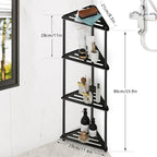 Standing Corner Shower Caddy, 4 Tier Stainless Steel Organizer Stand, Rustproof Shelves for Inside Shower, Black - Image 2