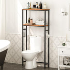 HOOBRO Over The Toilet Storage, 2-Tier freestanding Over the Toilet Storage, Bathroom Organizer Over Toilet with Toilet Paper Holder and Hooks, Space Saver for Room, Rustic Brown and Black BF49TS01 - Image 3