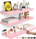 BAYKA Pink Floating Shelves 15.7in, Set of 3, Wall Mounted for Wall Decor by Bayka