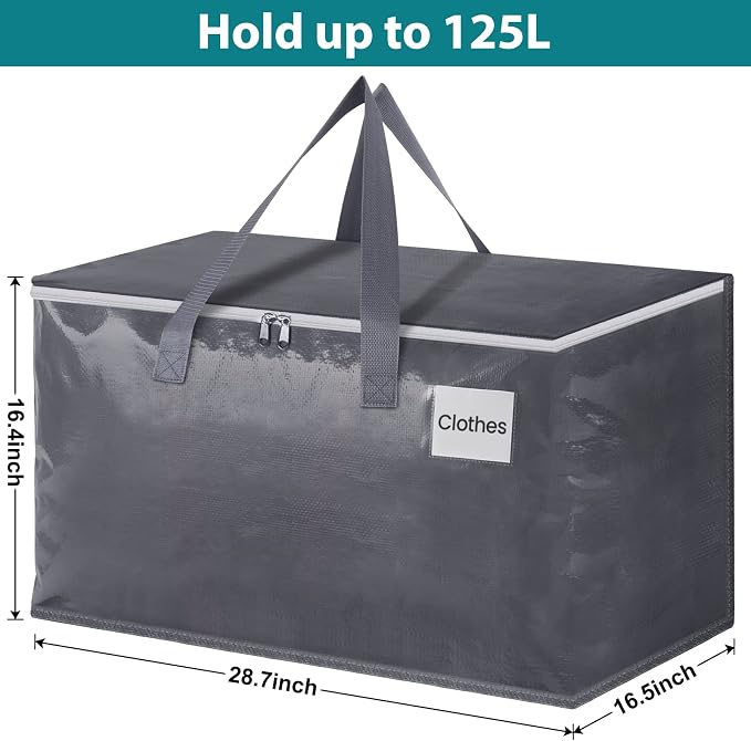 Fabspace Heavy Duty Moving Bags, 125L Collapsible Storage Totes, 8-Pack - Image 2