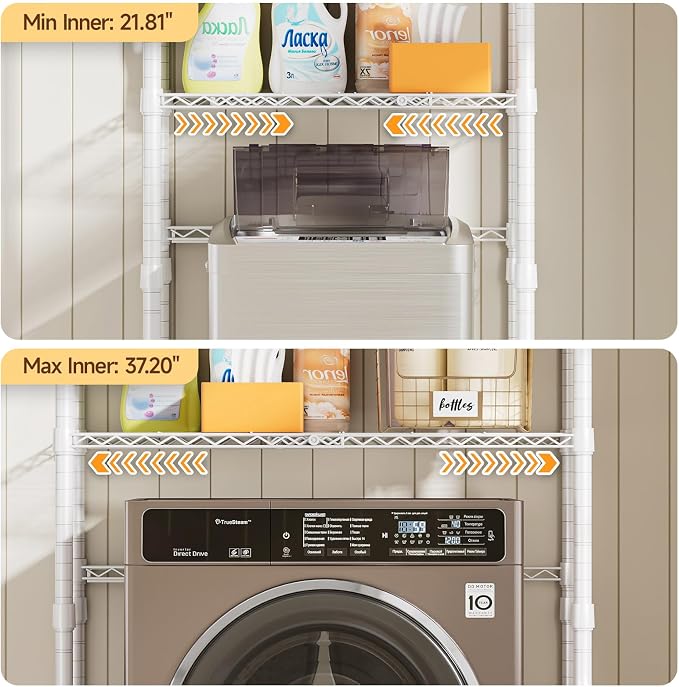 ONBRILL 3 Tiers Expandable Over Washer and Dryer Shelves, White - Image 4