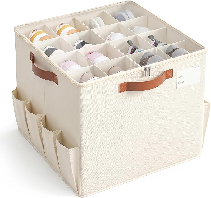 Varhomax Shoe Organizer Box for Closet, Fabric Storage Basket by Varhomax