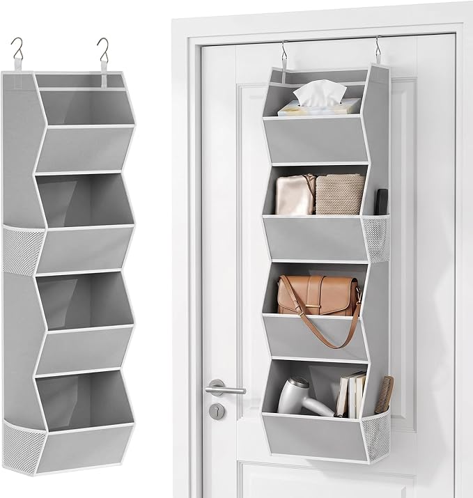 Hanging Closet Organizer 4 Shelf Collapsible Storage Grey Storage Bins by Mzoyell