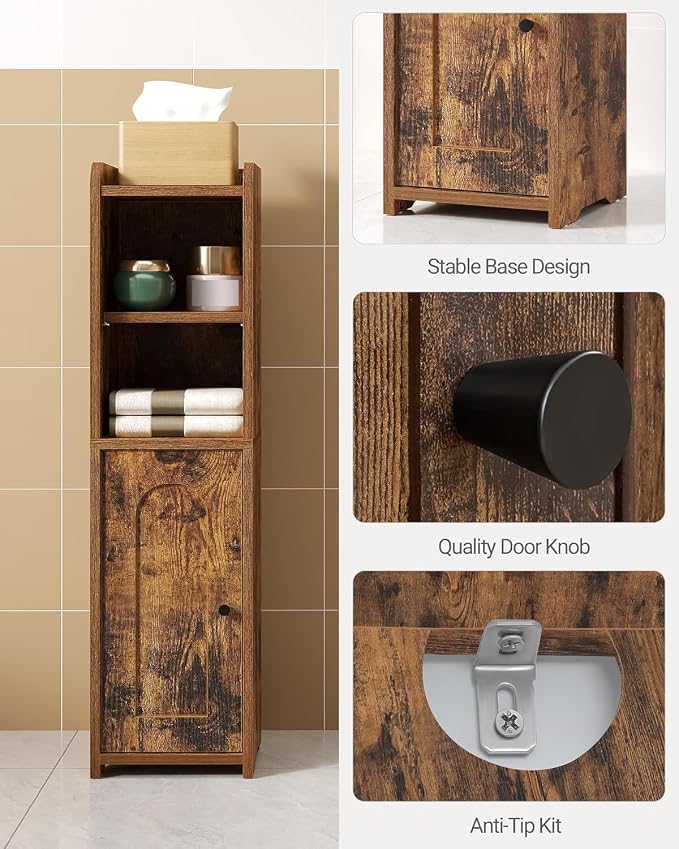 Hzuaneri Bathroom Storage Cabinet, Narrow Toilet Paper Cabinets with Doors - Image 3