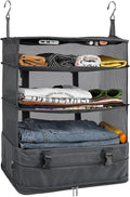 Surblue Hanging Closet Storage Bag Collapsible 3-Shelf Washable Oxford Fabric with 2 Hooks (XL 17.71 * 11.81 * 20in, Grey) by SURBLUE