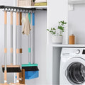 Pull Out Broom Holder With Adjustable Double Row Sliding Hook-Black 22in by PrimZootyDesign