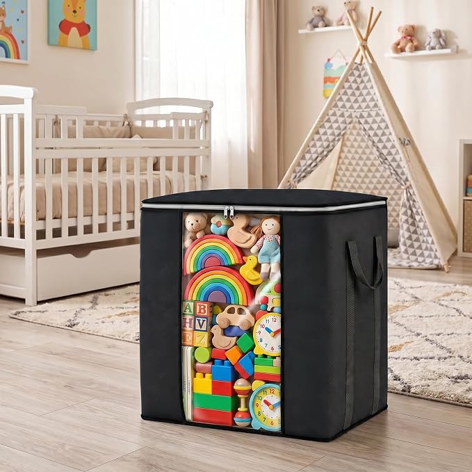 Blanket Storage Bags 120L for Comforter Clothes Bedding 2 Pack Black - Image 7
