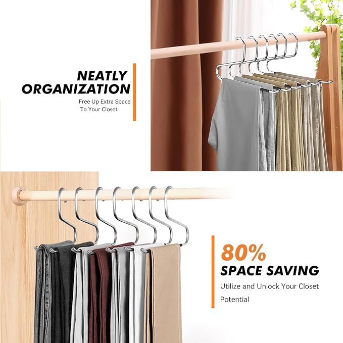 18 Pack Pants Hangers Space Saving,Open Ended Metal Pant Hangers - Image 3