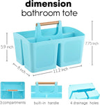 ALINK Portable Shower Caddy Basket with Compartments, Plastic Divided Cleaning Caddy Organizer Storage Tote with Handle for Bathroom, College, Dorm Room Essentials - Blue - Image 2