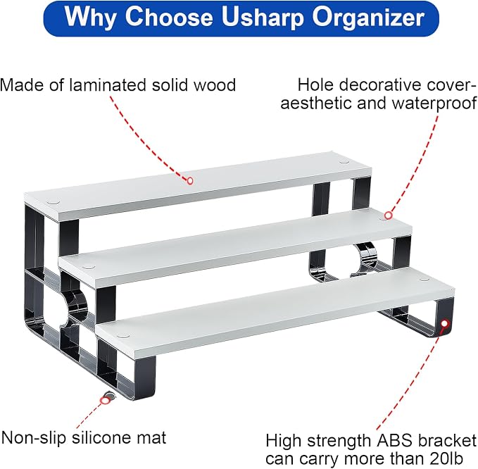 3 Tier Wood Perfume Organizer, Cologne Makeup Display Stand - Image 4