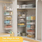 VyGrow 5 Tier Hanging Closet Organizer with Adjustable Dividers, Heavy-Duty Storage Shelves for Clothing, Kitchen, Laundry Room, Extra Large Baskets, 15.7" W x 11.8" D x 51" H, White - Image 3