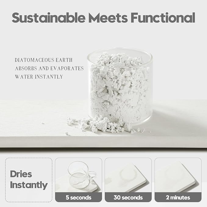2PCS 7"x3.5" Water Absorbing Bathroom Sink Vanity Trays, Diatomite Stone Quick Drying Mat for Kitchen Counter, Dish Rack Dispenser Sponge Holder Caddy Organizer, White, 7"x3.5" - Image 3