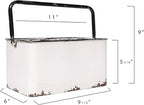 Creative Co-Op Metal Caddy with 6 Compartments, Handle, and Distressed Enamel Finish, White and Black - Image 2