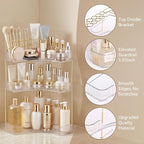 3-Tier Corner Bathroom Counter Organizer with Makeup Brush Holder, Clear - Image 5