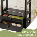 AmazerBath Bamboo Bathroom Counter Organizer, 2-Tier Makeup Organizer with 2 Drawers, Vanity Organizer Storage Coffee Matcha Station, Compact Shelf for Bathroom Kitchen Office Countertop, Black - Image 5