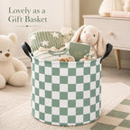 MAIZMZ 3 Pack Sage Checkered Storage Baskets Kids Hamper,Girls Room Decor,15.7"D x13.3"H, Waterproof Lining,Collapsible for Laundry, Toys, Clothes, Gift Set - Image 6