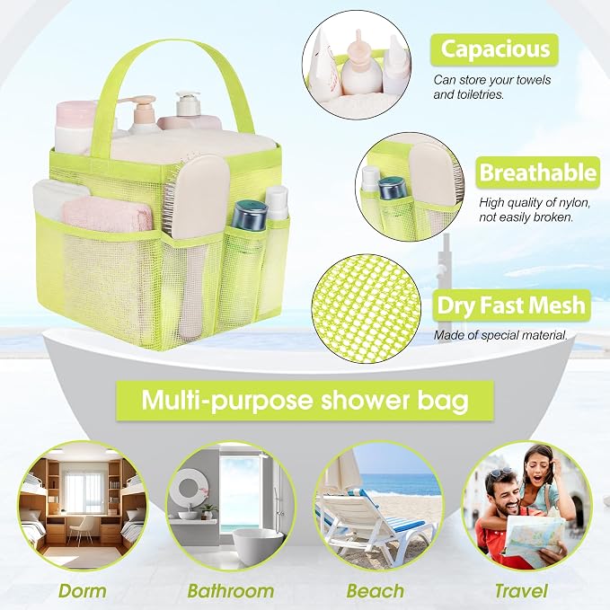 Mesh Shower Caddy Portable - 9 Pockets for College Dorm Room Essential - Image 3