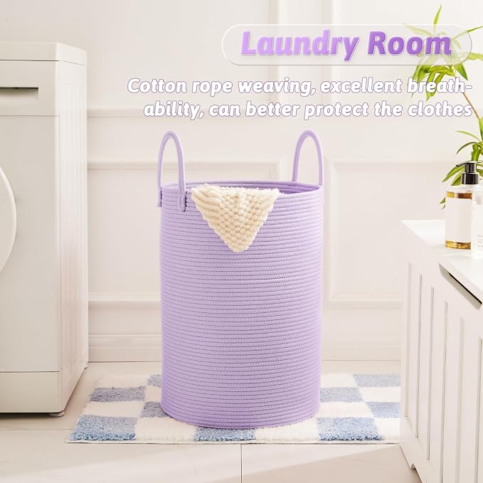 Artfeel Laundry Basket,Woven Cotton Rope Laundry Hamper,40L for Decorative Storage of Dirty Clothes,Toys and Blankets in Bathroom,Baby Room and Living Room - Image 5