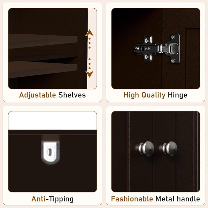 Over Toilet Storage Cabinet with Barn Door & Adjustable Shelves - Image 5
