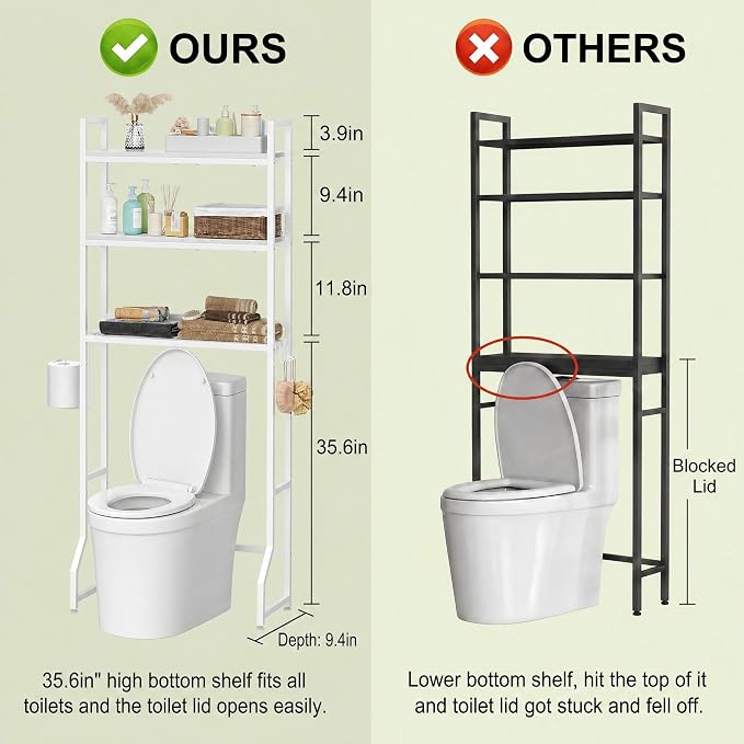 Over Toilet Bathroom Organizer with Toilet Paper Holder - Image 2