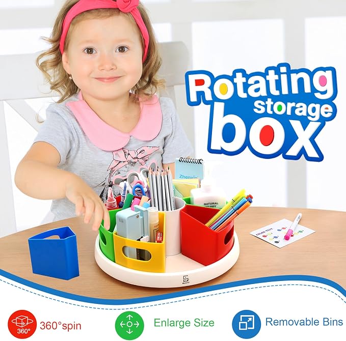 MeCids Rotating Desk Organizer Kids Art Supply Storage and Organization - Image 3