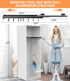 Pull Out Broom Holder With Adjustable Double Row Sliding Hook-Grey 18IN - Image 2