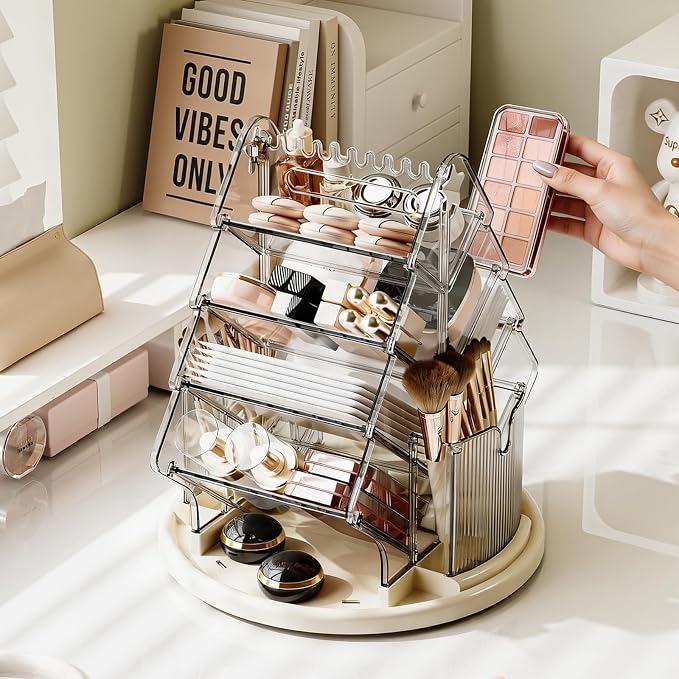 360° Rotating Makeup Organizer, 9.25'' Clear Lazy Susan for Vanity - Image 3
