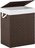 YOUDENOVA Handwoven Laundry Basket Hamper with Removable Liner Bag and Lid, Collapsible Clothes Hamper with Handle, Brown by YOUDENOVA