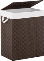 YOUDENOVA Handwoven Laundry Basket Hamper with Removable Liner Bag and Lid, Collapsible Clothes Hamper with Handle, Brown by YOUDENOVA