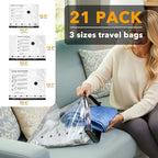 SpaceAid Travel Vacuum Bags for Luggage with Electric Pump, 21 Pack Vacuum Seal Bags for Clothing Travel, Space Saver Compression Bag for Backpack and Suitcase - Image 4