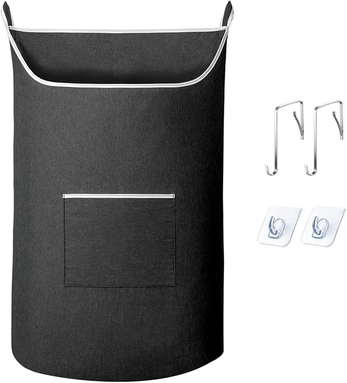 SAVERHO Black Hanging Laundry Hamper Bag, XL Door Hanging Hamper with Large Opening Laundry Hamper Storage Bag Large Size 36X22 Inch (Black) by SAVERHO