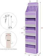 Univivi Fabric Over the Door Organizer for Baby Nursery, Purple, 6-Shelf - Image 3