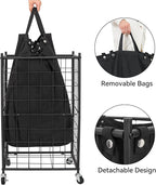 WOWLIVE Rolling Laundry Basket, Metal Wire Frame Laundry Hamper with Wheels - Image 6