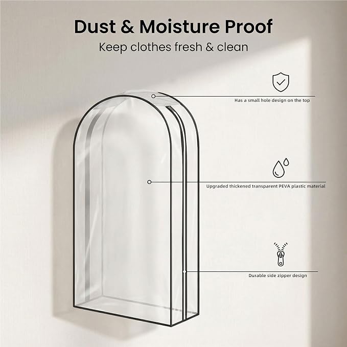 Clear Garment Bags for Hanging Clothes 3-piece set(43,50,60) inch - Image 5