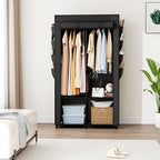 Portable Closet for Hanging Clothes, Portable Wardrobe Closet with Cover, 4 Storage Shelves, 2 Hanging Rods and 8 Side Pockets, Easy Assembly and Sturdy Free Standing Closet for Bedroom, Black - Image 2