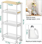 4-Tier Slim Utility Rolling Laundry Cart with Wheels, Easy to Assemble - Image 5