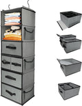 Durable 6-Tier hanging closet organizer with 5 Drawers & 3 Side Pocket,Thickened Fabric Hanging Shelves Holder with Sturdy Hook,Space-saving Storage Organization for Bedroom,Dorm,Guestroom,RV,Bathroom by Folzaelar