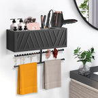 Rustic Hair Dryer Holder Wall Mounted with Towel Rack - Image 2