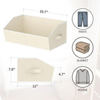 Homsorout Storage Bins for Shelves - Large Trapezoid Closet Shelf Organizer, Fabric Organization Bins with Handles, Storage Baskets for Clothes, Towel, Purse, 4 Pack, Beige - Image 2