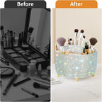 fanado Bling 360° Rotate Makeup Brush Holder Organizer, Makeup Organizers Countertop, Makeup organization and Skincare Storage for Vanity, Gift for Women Girls (Bling dz-White AB) - Image 5