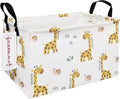 QUEENLALA Rectangular Collapsible Laundry Basket with Side Handles, Giraffe by QUEENLALA