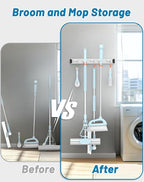 Mop and Broom Holder Wall Mount Garden Tool Rack Organizer - Image 5