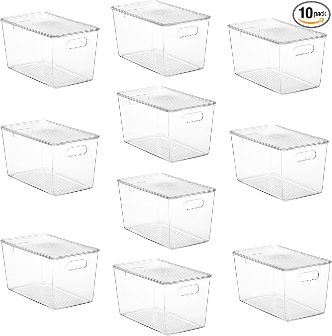Vtopmart 10 Pack Clear Stackable Storage Bins with Lids and Handles, XLarge by Vtopmart