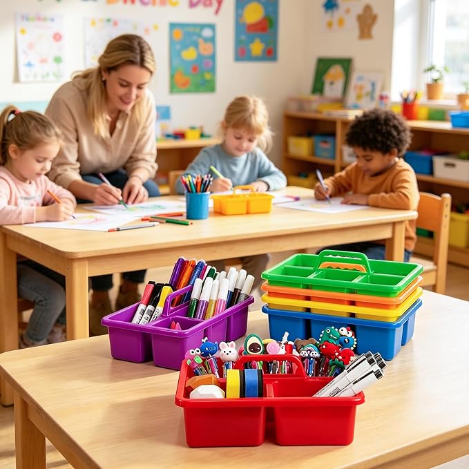 6PC Classroom Caddy, 7.87x5.9x3.35 Inches, 5 Compartment with Handle - Image 5