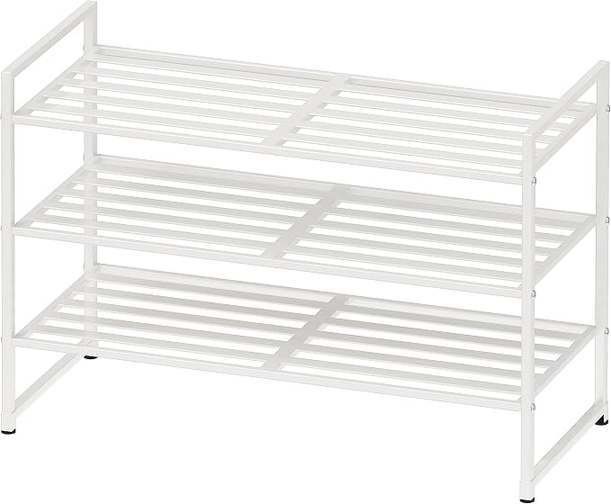 Simple Houseware 3-Tier Stackable Metal Panel Shoe Rack, White by SimpleHouseware