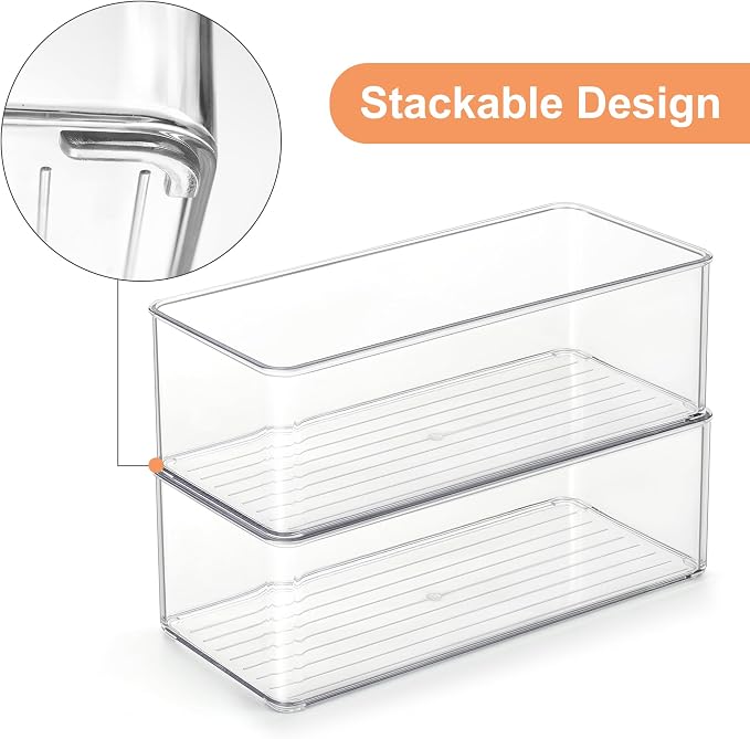 Heyuzb 4 PACK Freezer Organizer Bins Clear Stackable Storage Bins for Fridge Organization and Storage - Image 5